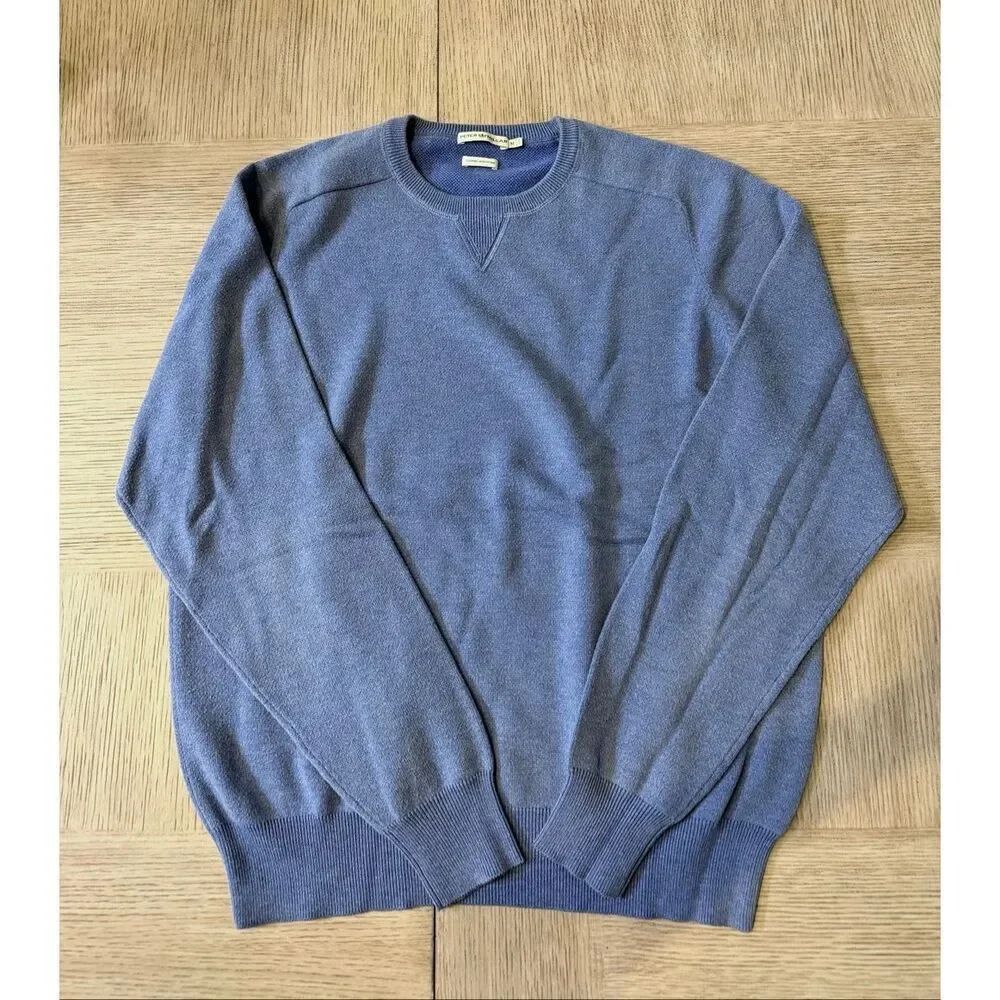 Peter Millar Wool Cotton Crewneck Sweater Blue Men's Medium MF13S80
